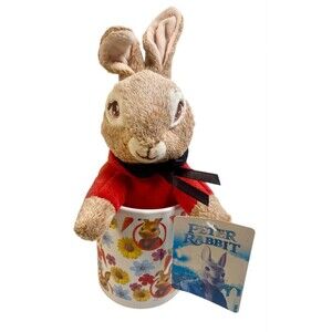 Peter Rabbit Flopsy 8” Plush In Mug Cup With Sunflowers Bunnies